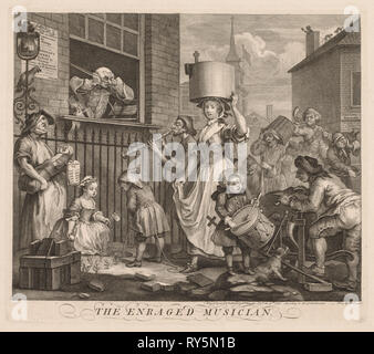 Die wütenden Musiker, 1741. William Hogarth (British, 1697-1764). Ätzen Stockfoto