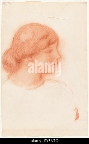 Profil von einer jungen Frau, C. 1910. Pierre-Auguste Renoir (Französisch, 1841-1919). Rote Kreide; Blatt: 48,5 x 31,2 cm (19 1/8 x 12 5/16 Zoll Stockfoto