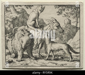 Der Fuchs: Reineke und seine Gefährten Reynard. Allart van Everdingen (Niederländisch, 1621-1675). Ätzen Stockfoto