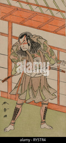 Der Schauspieler Onoe Matsusuke. Shunsho Katsukawa (Japanisch, 1726-1792). Farbe holzschnitt; Bild: 31,5 x 15,4 cm (12 3/8 x 6 1/16 in Stockfoto