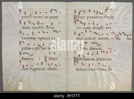 Von einem Bifolium Antiphonar: Musik, C. 1320-1340. Primo Miniatore di San Domenico (Italienisch). Tusche, Tempera und Gold auf Pergament; Blatt: 51 x 37,7 cm (20 1/16 x14 13/16-in Stockfoto