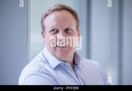 12. März 2019, Berlin: Tilman Kuban, Landesvorsitzender der Jungen Union in Niedersachsen. Kuban läuft als Kandidat für den Vorsitz der Jungen Union in der JU Deutschland Tag. Foto: Michael Kappeler/dpa Stockfoto