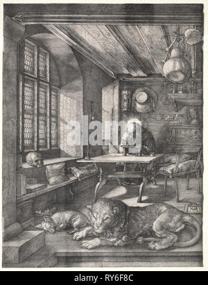 Der hl. Hieronymus in seiner Studie, 1514. Albrecht Dürer (1471-1528). Gravur Stockfoto