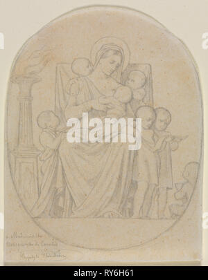 Saint Félicité und ihrer sieben Söhne, zweite dritte 19. Jean Hippolyte Flandrin (Französisch, 1809-1864). Graphit; framing Linien in Graphit; Blatt: 13,9 x 10,8 cm (5 1/2 x 4 1/4 in Stockfoto