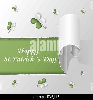 Realistische Klee Blätter nahtlose Vektor Muster. St. Patrick s Day Hintergrund. Shamrock wallpaper Stock Vektor