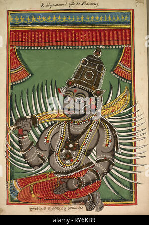 Kadgaramon (Sohn von Ravana), C. 1760. Südindien, Tanjore, 18. Tinte, Farbe und Gold auf Papier; gesamt: 39,7 x 27,6 cm (15 5/8 x 10 7/8 in Stockfoto