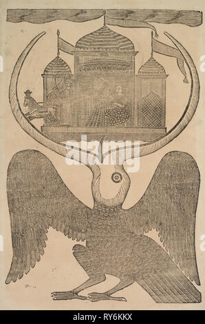 (Jatayu Rama' ein mythischer Vogel) behindert die Ravana Wagen, versuchen zu verhindern, dass Entführung von Sita, 1800. Shri Gobinda Chandra Roy. Holzschnitt; schwarze Tinte auf Papier; sekundäre Support: 49,8 x 31,4 cm (19 5/8 x 12 3/8 in.); nur die Malerei: 40,6 x 26,5 cm (16 x 10 7/16 Stockfoto
