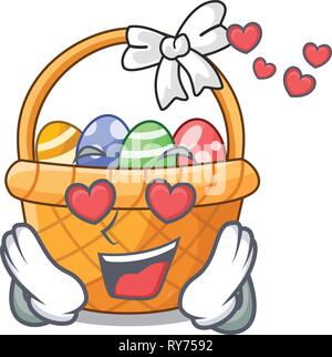 In liebe Ostern Korb Miniatur die Form Maskottchen Stock Vektor