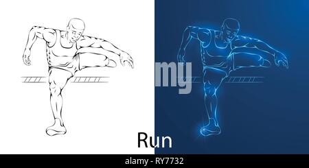 Zeichnung eines glücklichen Mann springen gerne Vector Illustration. Silhouette für Ihr Logo Plakat Banner Design Stock Vektor