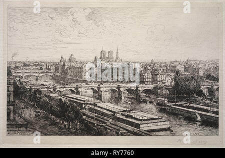 Blick aus dem Louvre, 1882. Maxime Lalanne (Französisch, 1827-1886). Ätzen; Blatt: 24,7 x 35,4 cm (9 3/4 x 13 15/16 in.); Plattenrand: 18,5 x 28,7 cm (7 5/16 x 11 5/16 Zoll Stockfoto