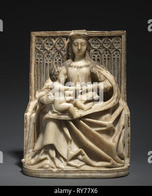 Thronende Madonna mit Kind, C. 1480 s. Gil de Siloé (Spanisch, C. 1501). Alabaster mit Spuren von vergoldung und polychromie; gesamt: 31,5 x 22,5 x 16 cm (12 3/8 x 8 7/8 x 6 5/16 Zoll Stockfoto