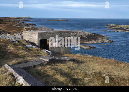 Küstenschutz Batterie;russischen Arktis Konvois; rubha nan Oll; Bucht; Wester Ross; Schottland Stockfoto