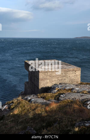 Küstenschutz Batterie;russischen Arktis Konvois; rubha nan Oll; Bucht; Wester Ross; Schottland Stockfoto