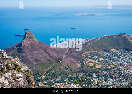 Die Aussicht vom Tafelberg, Kapstadt, Südafrika Stockfoto