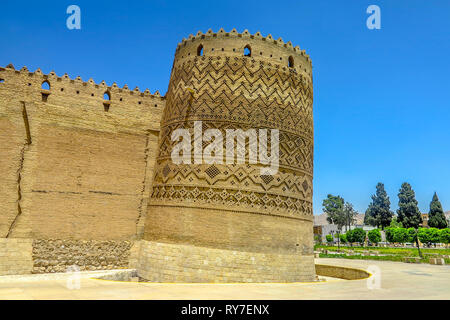 Shiraz Karim Khan Arg Schloss außen Schiefen Turm Wände View Point Stockfoto