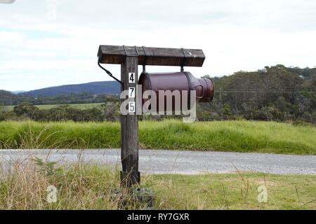 Milch Flasche wirkt wie eine Mailbox in Australien, zu lustig Stockfoto