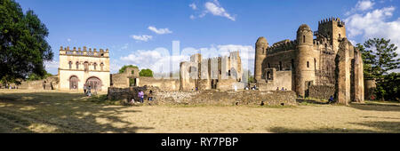 Äthiopien, GONDAR, Fasil Chebbi, der ehemalige residencial Gehäuse der äthiopischen Kaiser ist ein UNESCO-Weltkulturerbe. Stockfoto