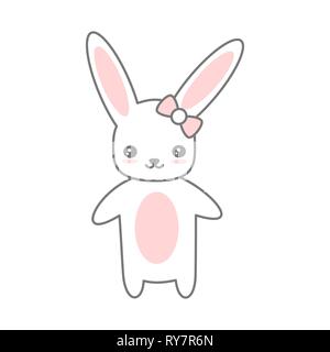 Cute cartoon Vektor frohe Ostern bunny auf weißem Hintergrund Stock Vektor