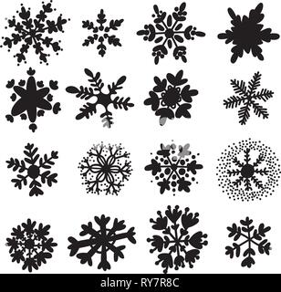 Schneeflocken handgezeichnete doodle Vektor einrichten. Frohe Weihnachten und guten Rutsch ins Neue Jahr Abbildung, Schrott vektor design. Sammlung von Schneeflocken für Christus Stock Vektor