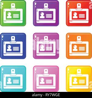 Abzeichen office Icons Set 9 Colour Collection Stock Vektor