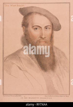 Sir Thomas Wyatt, 1793. Francesco Bartolozzi (British, 1727-1815), Johannes Benzing, nachdem Hans Holbein (Deutsch, C. 1465-1524). Farbe auftragen Gravur; Blatt: 50,1 x 37,7 cm (19 3/4 x 14 13/16 in.); Plattenrand: 42,7 x 32,8 cm (16 13/16 x 12 15/16 in.); sekundäre Support: 54,3 x 42,1 cm (21 3/8 x 16 9/16 Zoll Stockfoto