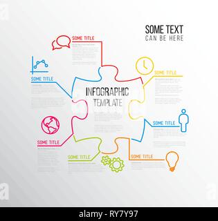 Vektor puzzle Infografik Berichtsvorlage von Linien und Symbole gemacht Stock Vektor