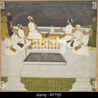 Husain Ali Khan unterhaltsam seine Brüder (Die Sayyid Brüder), C. 1712-19. Indien, Mughal Dynasty (1526-1756). Opak Aquarell und Gold auf Papier; Seite: 30,8 x 30,5 cm (12 1/8 x 12 in Stockfoto