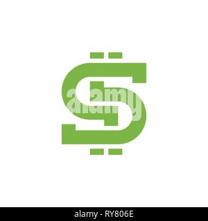 Geld Dollar einfache geometrische Buchstabe s Logo Stock Vektor