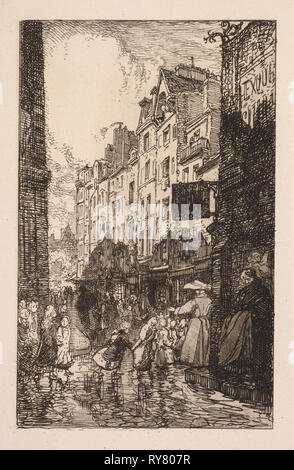 La Biévre, Les Gobelins, Saint-Séverin: Le Quartier Saint-Séverin: La Rue de Prêtres Saint-Séverin, 1901. Louis Auguste Lepère (Französisch, 1849-1918). Ätzen; Blatt: 29,4 x 21,5 cm (11 9/16 x 8 7/16 in.); Plattenrand: 17,9 x 11,2 cm (7 1/16 x 4 7/16 Stockfoto