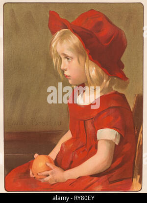 L'Estampe Moderne: Fillette à l'Orange, 1899. Louise Breslau (1856-1927), Schweizer, Imprimerie Champenois. Farblithographie aus gebundenen Band mit 50 Lithographien, die jeweils mit einem Seidenpapier Guard; Blatt: 40 x 30,6 cm (15 3/4 x 12 1/8 in.); Bild: 32,8 x 24,1 cm (12 15/16 x 9 1/2 in. Stockfoto