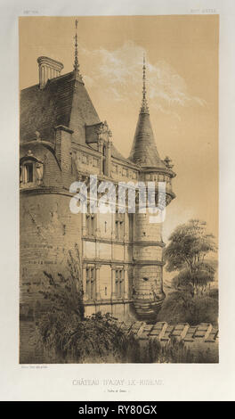 Architektur Pittoresque ou Denkmäler des xveme. Et xvieme. Siecles: Chateaux de France des XV Siecles et XVI: Pl. 32 Château D'Azay-le-Rideau (Indre-et-Loire), 1860. Victor Petit (Französisch, 1817-1874), Charles Boivin (Herausgeber); Lith de Godard ein Paris (Drucker). Lithographie mit Tönung Stein, aus dem Portfolio von 100 Lithographien mit Tönung Stein; Blatt: 36,1 x 27,4 cm (14 1/4 x 10 13/16 in.); Bild: 24,5 x 14,1 cm (9 5/8 x 5 9/16 Zoll Stockfoto