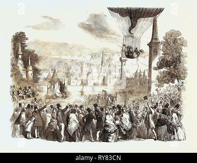 Aufstieg der Nassau Ballon, von Vauxhall Gardens, am Samstag, dem 29. Juni 1850 Stockfoto