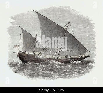 Schiffe in der Sansibar Sklavenhandel verwendet: bugala oder Dhow 1873 Stockfoto