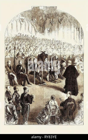 Präsentation der Freiheit der Stadt London Prinz Friedrich Wilhelm von Preußen in der Guildhall: Das Chamberlain Lesen der Adresse am 25. Juli 1857 Stockfoto