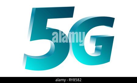 Mobile Industry Innovation 5g Technologie vektor Zeichen 3d, weißer Hintergrund Stock Vektor