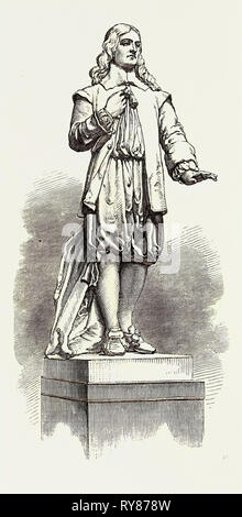 Statue von Andrew Marvell im Neuen Rathaus Kingston-on-Hull GROSSBRITANNIEN 1867 Stockfoto