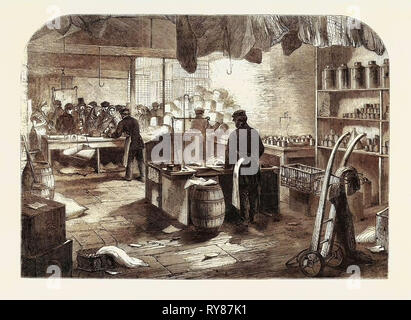 Die Baumwolle Hunger: Shop für Mühle Hände an Herrn Birley's Mill Manchester 1862 Stockfoto