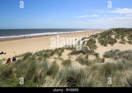 Strand und Dünen in Winterton an der Küste von norfolk Stockfoto