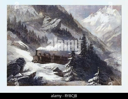 Die neuen Landweg nach Indien: Mont Cenis Bahn - Aufstieg von Lanslebourg Stockfoto