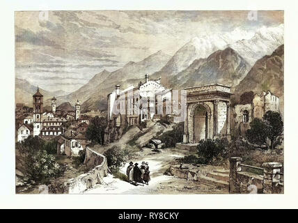 Neue Landweg nach Indien: Mont Cenis Bahn Susa, die in Piemont Italien 1869 Stockfoto