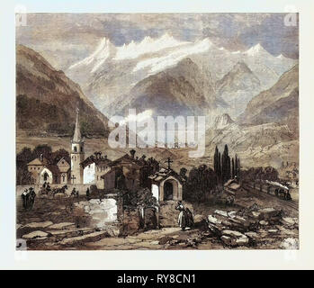 Die neuen Landweg nach Indien: Modane am nördlichen Ende des Tunnels unter Mont Cenis 1869 Stockfoto