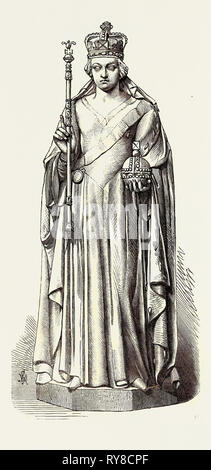 Statue der Königin an der Kathedrale von Canterbury 1869 Stockfoto