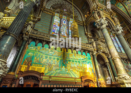 Indoor Unserer Lieben Frau von Fourviere Basilica in Lyon Stockfoto