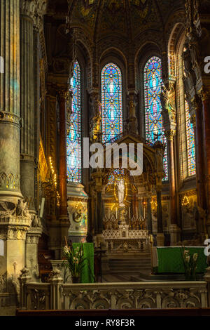 Indoor Unserer Lieben Frau von Fourviere Basilica in Lyon Stockfoto