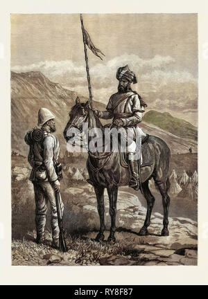 Unsere Truppen in Afghanistan: Sowar des 10 Bengal Lancers und ein eigenes Der 9 Fuß 1880 Stockfoto