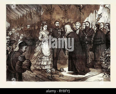 Der Recorder von Gravesend präsentiert die Adresse zum Herzog und von Edinburgh 1874 Stockfoto