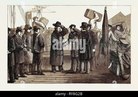 Die Ashantee Krieg: die Rückkehr in die Heimat Sir Garnet Wolseley Landung in Portsmouth 1874 Stockfoto