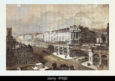 Angesichts der vorgeschlagenen Hohe Straße oder Viadukt aus St. Grab der Kirche zu Hatton Garden Blick nach Westen, in der Ausstellung der Royal Academy London Stockfoto