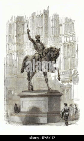 Kolossale Statue von Richard Coeur de Lion, im Alten Schloss Hof Westminster Stockfoto