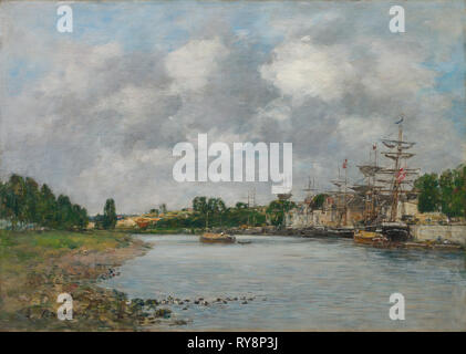 Blick auf den Hafen von Saint-Valéry-sur-Somme, 1891. Eugène Boudin (Französisch, 1824-1898). Öl auf Leinwand; ungerahmt: 45,2 x 64 cm (17 13/16 x 25 3/16 in. Stockfoto